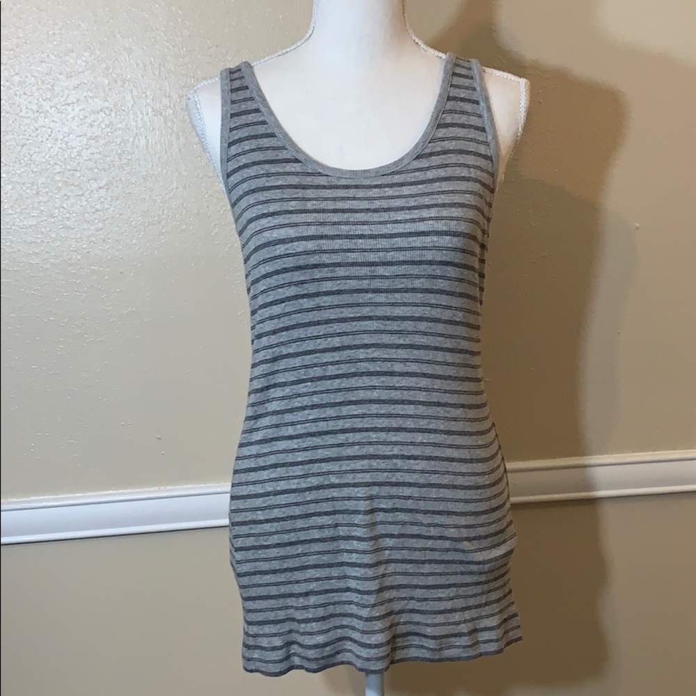 NWT VINCE LONG GREY/CHARCOAL FINLEY RIBBED TANK